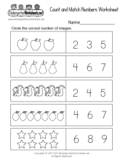 Count and Match Numbers Worksheet