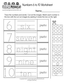 Numbers 6 to 10 Worksheet