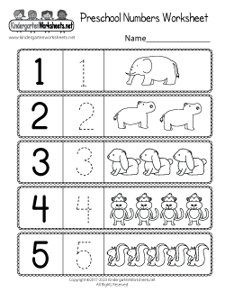 Preschool Numbers Worksheet