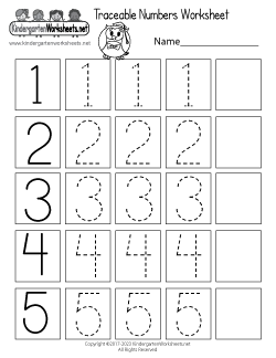 Traceable Numbers Worksheet