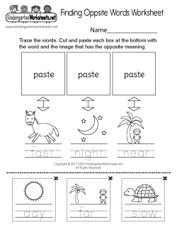 Finding Opposite Words Worksheet