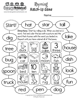 Rhyming Match-Up Game Worksheet