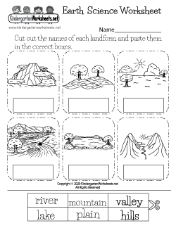 Landforms Earth Science Worksheet