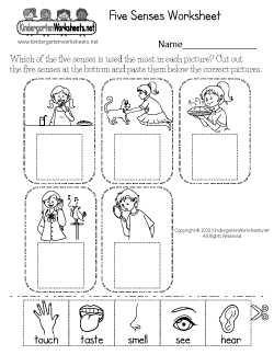 Cut-and-Paste Five Senses Worksheet