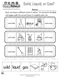 Solid, Liquid, or Gas Worksheet