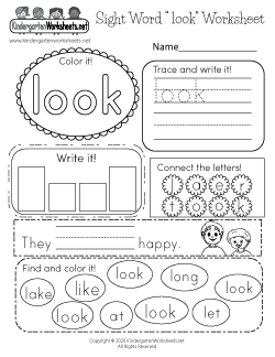 Sight Word “look” Worksheet