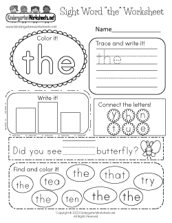 Sight Word “the” Worksheet
