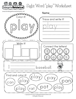 Sight Word “play” Worksheet