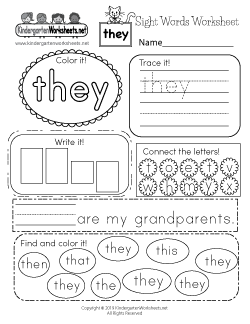 Sight Word (they) Worksheet