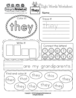 Sight Word “they” Worksheet