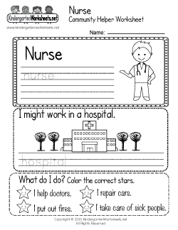 Nurse Community Helper Worksheet