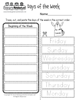 Days of the Week Worksheet