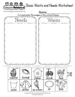 Identifying Basic Wants and Needs Worksheet