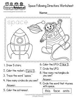 Space Worksheets for Kindergarten (Free Printables)