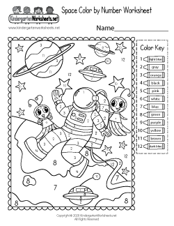 Space Color by Number Worksheet