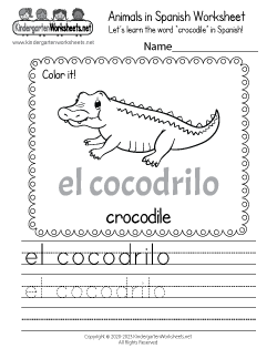 Crocodile in Spanish Worksheet