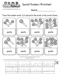 Spanish Numbers Worksheet