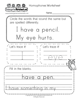 Spelling Homophones Worksheet