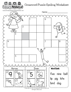 Crossword Puzzle Spelling Worksheet