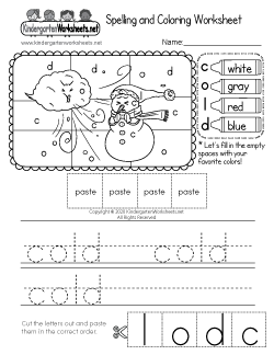 "Cold" Spelling and Coloring Worksheet