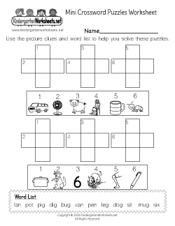 Mini Crossword Puzzles Spelling Practice Worksheet