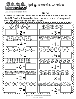 Spring Subtraction Worksheet