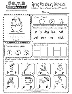 Spring Vocabulary Worksheet