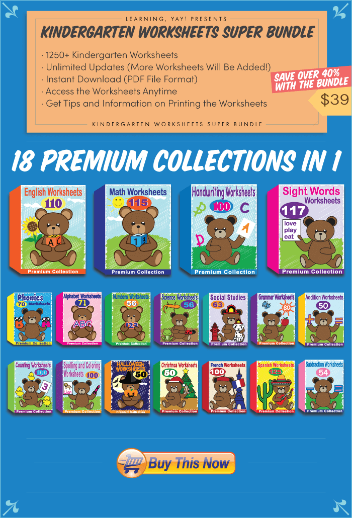 kindergarten worksheets super bundle