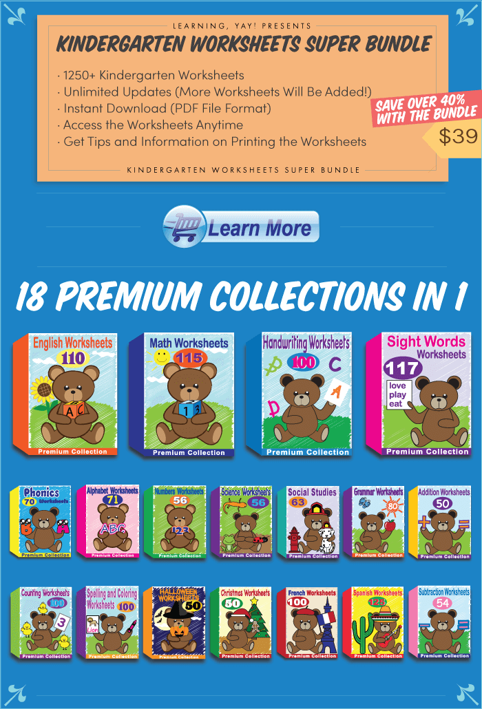 Kindergarten Worksheets Super Bundle