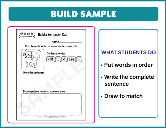 Build a Sentence worksheet sample