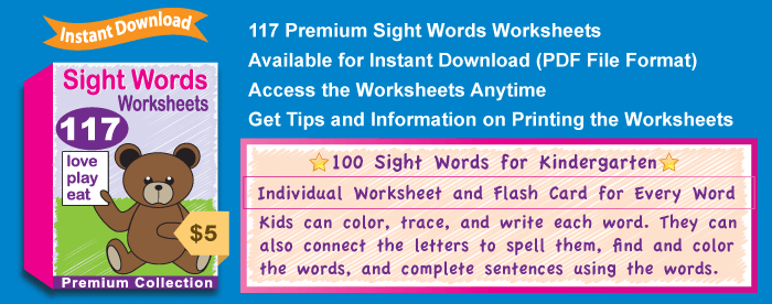 Premium Sight Words Worksheets Collection Details