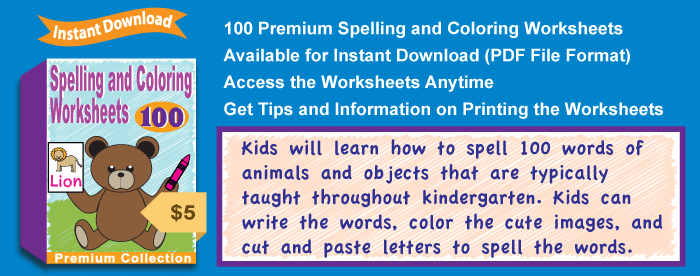 Premium Spelling and Coloring Worksheets Collection Details