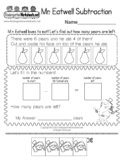 Mr. Eatwell Subtraction Worksheet