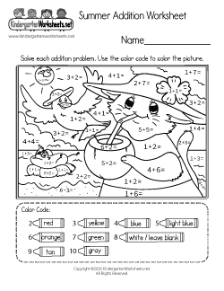 Summer Addition Worksheet