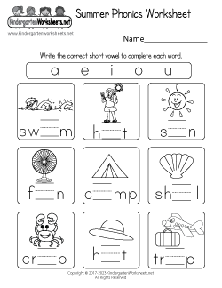 Summer Phonics Worksheet