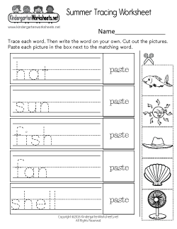 Summer Tracing Worksheet