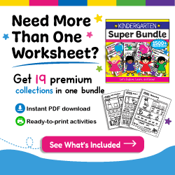 Kindergarten Worksheets Super Bundle with 19 premium collections