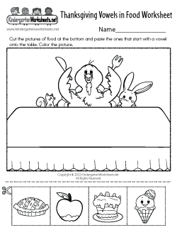 Thanksgiving Vowels in Food Worksheet