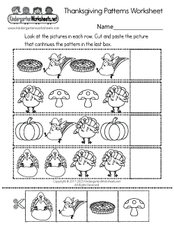 Free Kindergarten Thanksgiving Worksheet