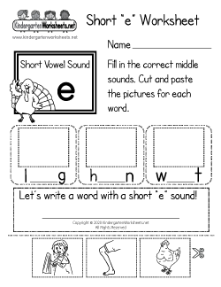 Short “e” Worksheet