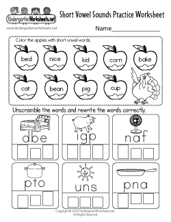 Short Vowel Sounds Practice Worksheet