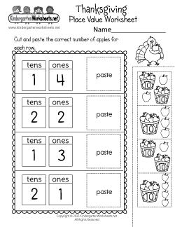 Thanksgiving Place Value Worksheet