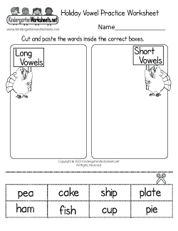 Holiday Vowel Practice Worksheet