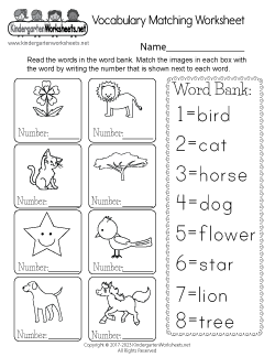 Free Kindergarten Vocabulary Worksheets Learn Vocabulary With Cute Pictures
