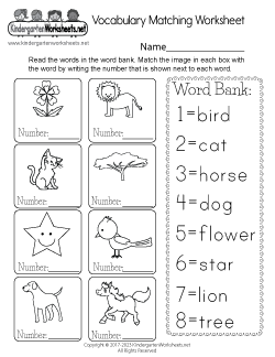 Vocabulary Worksheets for Kindergarten (Free Printables)