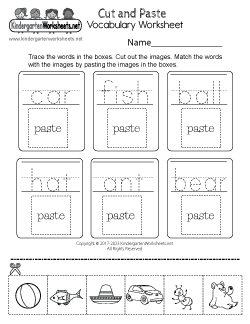 Cut-and-Paste Vocabulary Worksheet