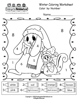 Winter Color by Number Worksheet