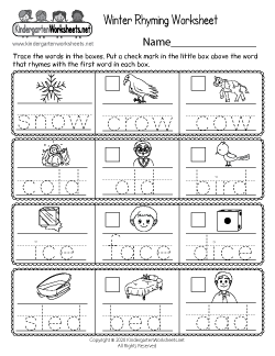 Winter Rhyming Worksheet