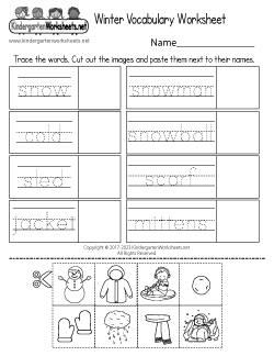 Winter Vocabulary Words Worksheet