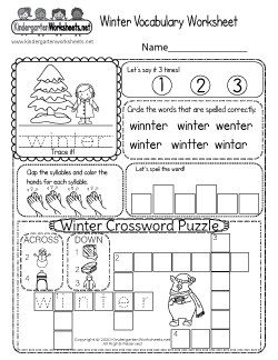 Winter Vocabulary Worksheet